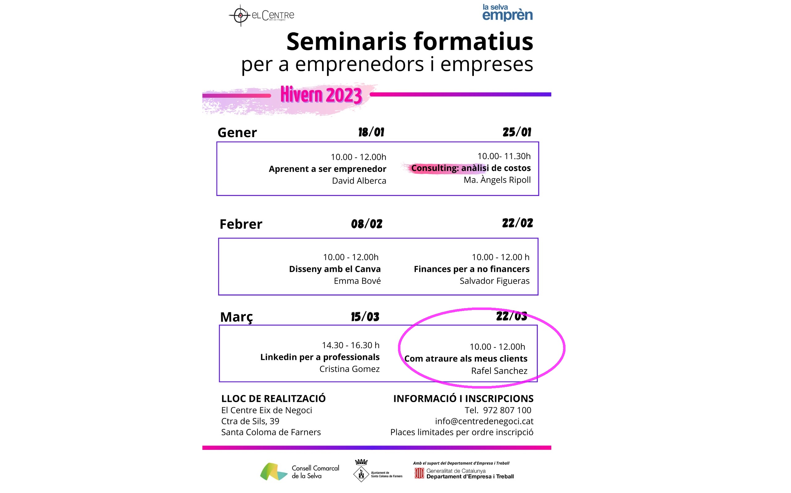 Seminaris Formatius Per A Emprenedors I Empreses